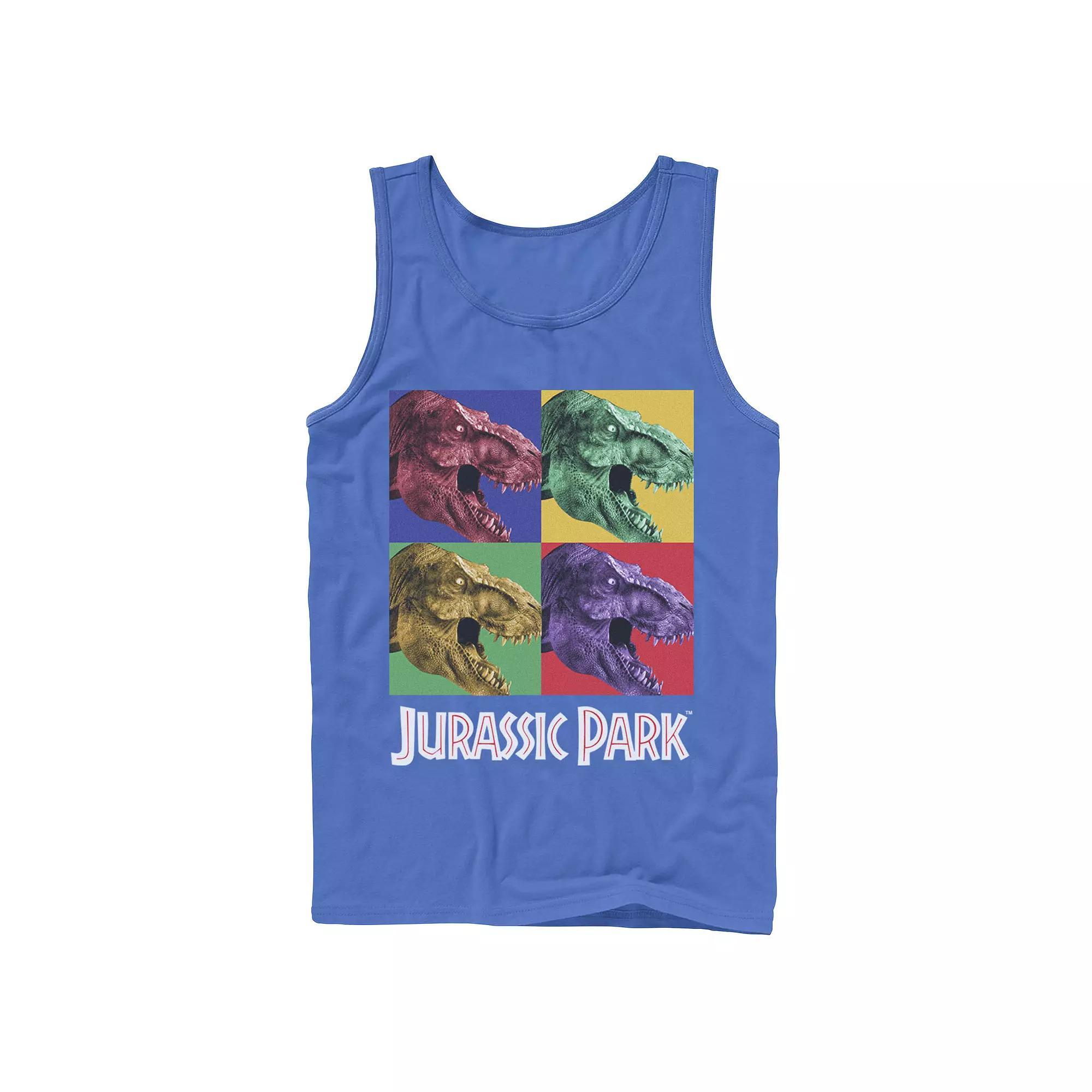 Men's Jurassic Park Four Square Dino Pop Art Style Tank Top,  Product Image