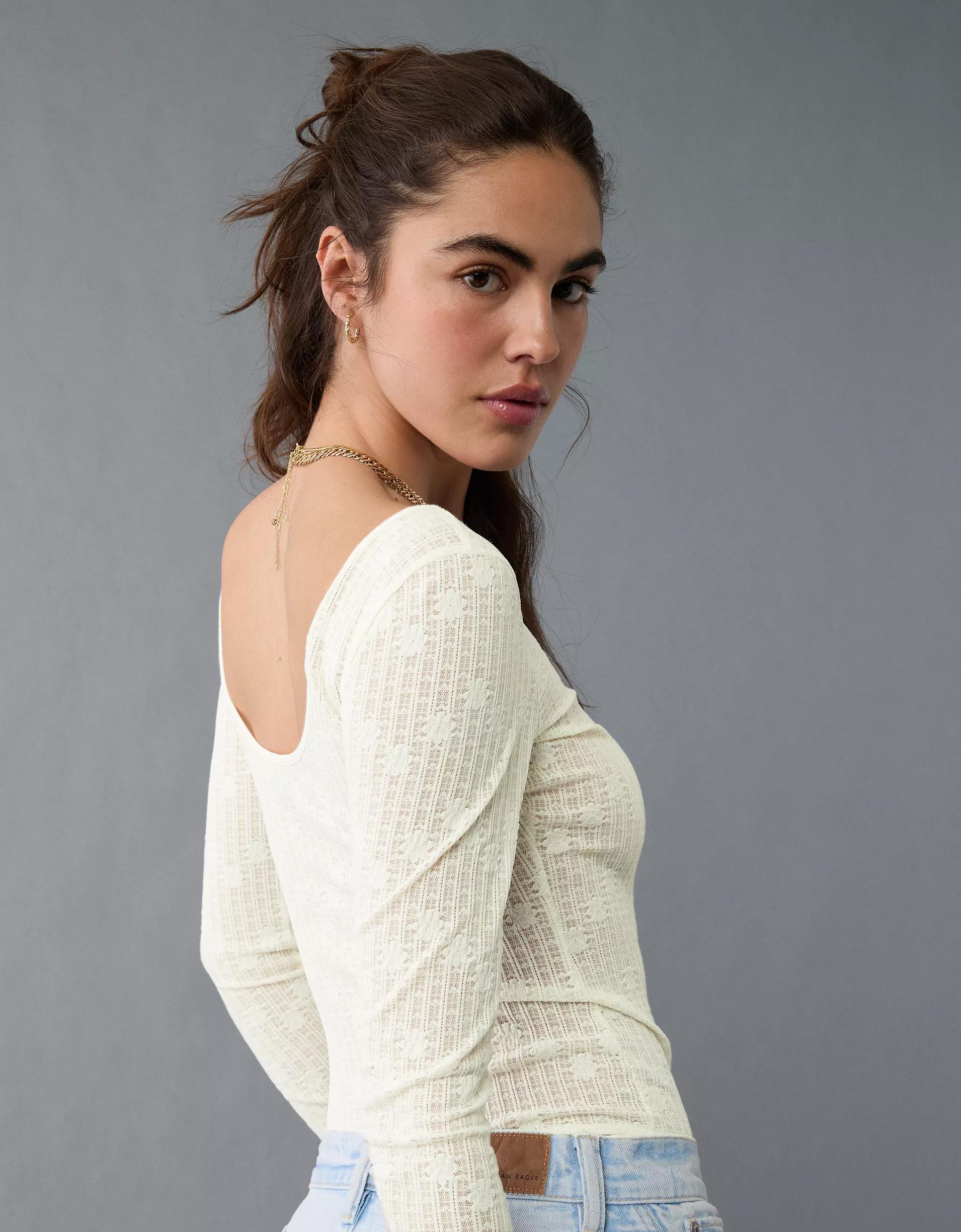 AE Long-Sleeve Lace Bodysuit Product Image