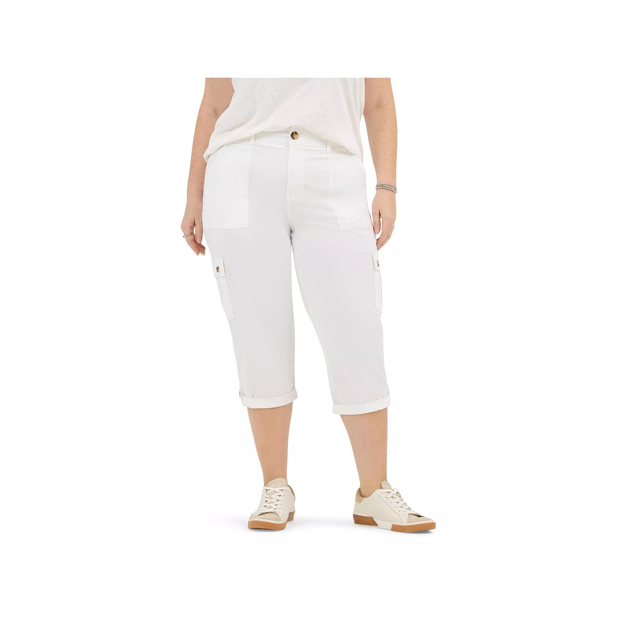 Plus Size Lee® Flex-To-Go Cargo Capri Pants, Women's, Size: 18 - Regular, White Product Image