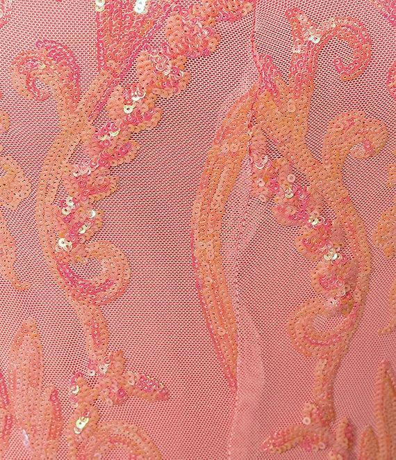 B. Darlin Sequin Patterned Straight Neck Double Spaghetti Strap Lace Up Back Dress Product Image