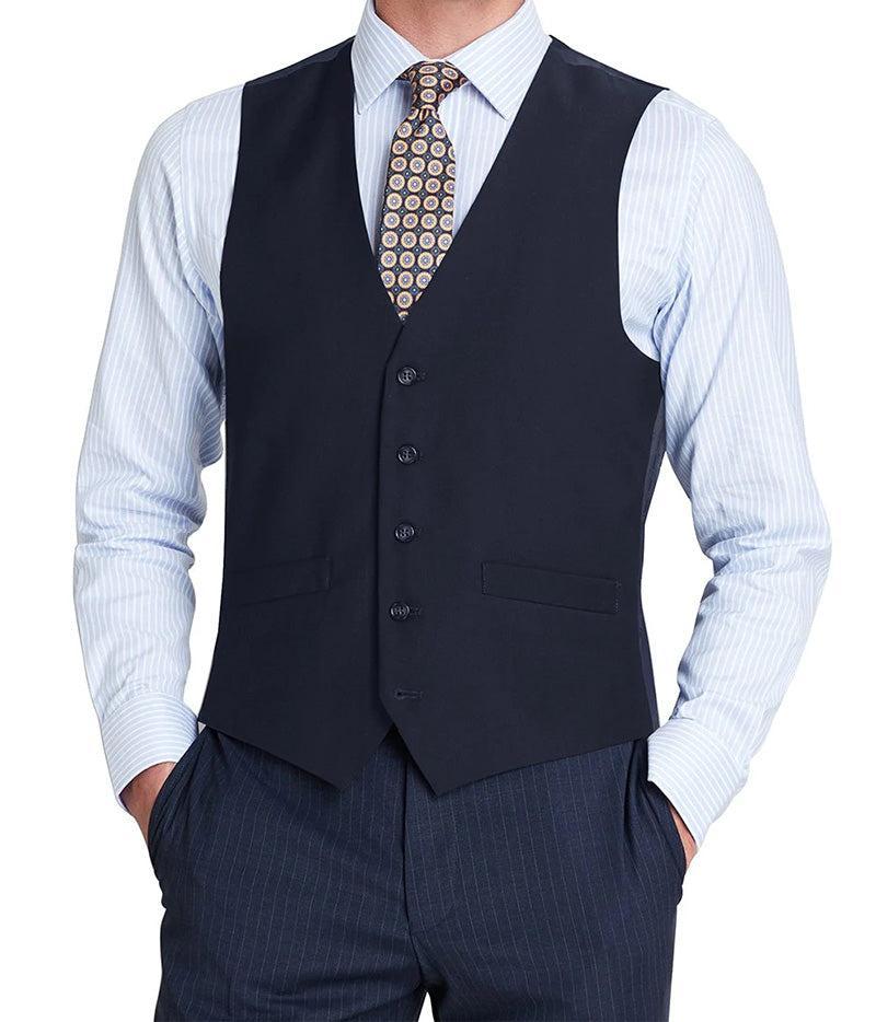 Bevagna Collection - Wool Suit Dress Vest 5 Buttons Regular Fit In Navy Product Image