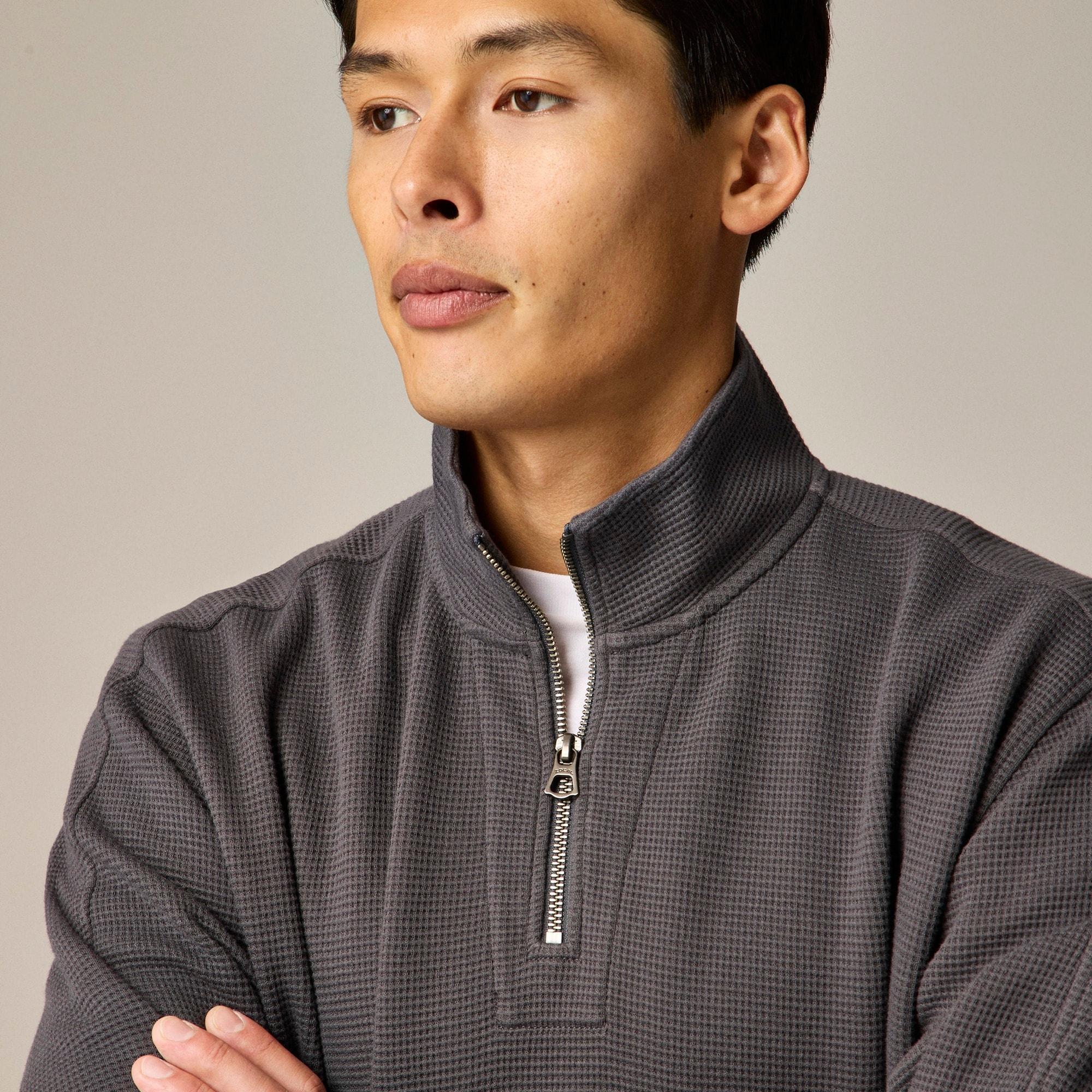 Brushed waffle-knit half-zip pullover Product Image