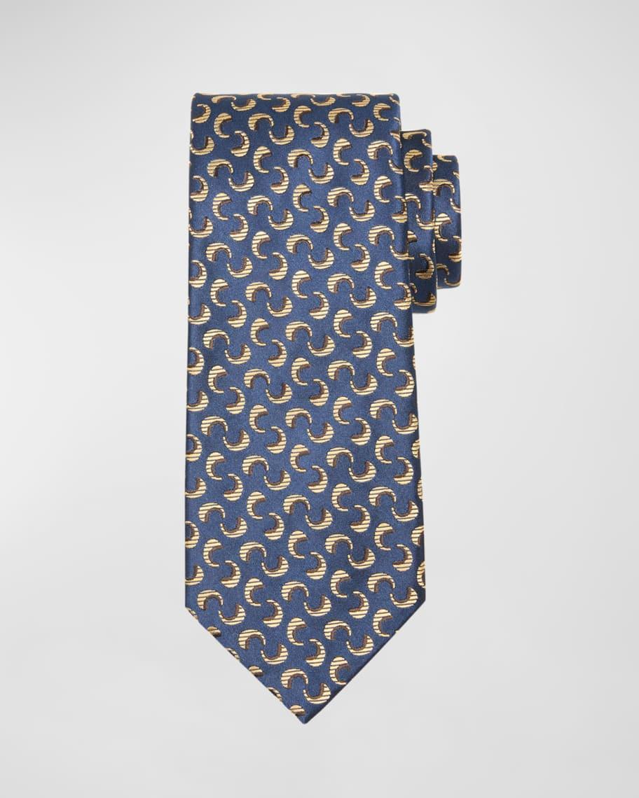 Mens Crescent Jacquard Silk Tie Product Image