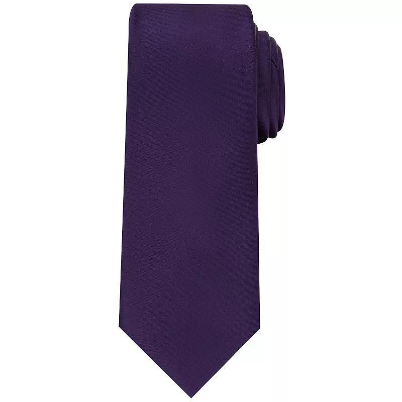 Mens Bespoke Solid Sateen Slim Tie, Purple Sateen Product Image