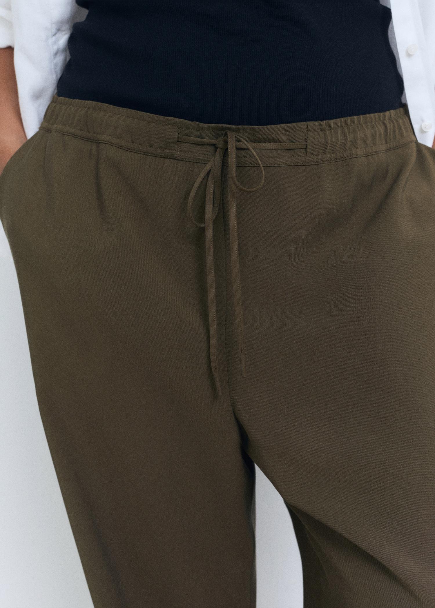 Drawstring flowy pants - Women | MANGO USA Product Image