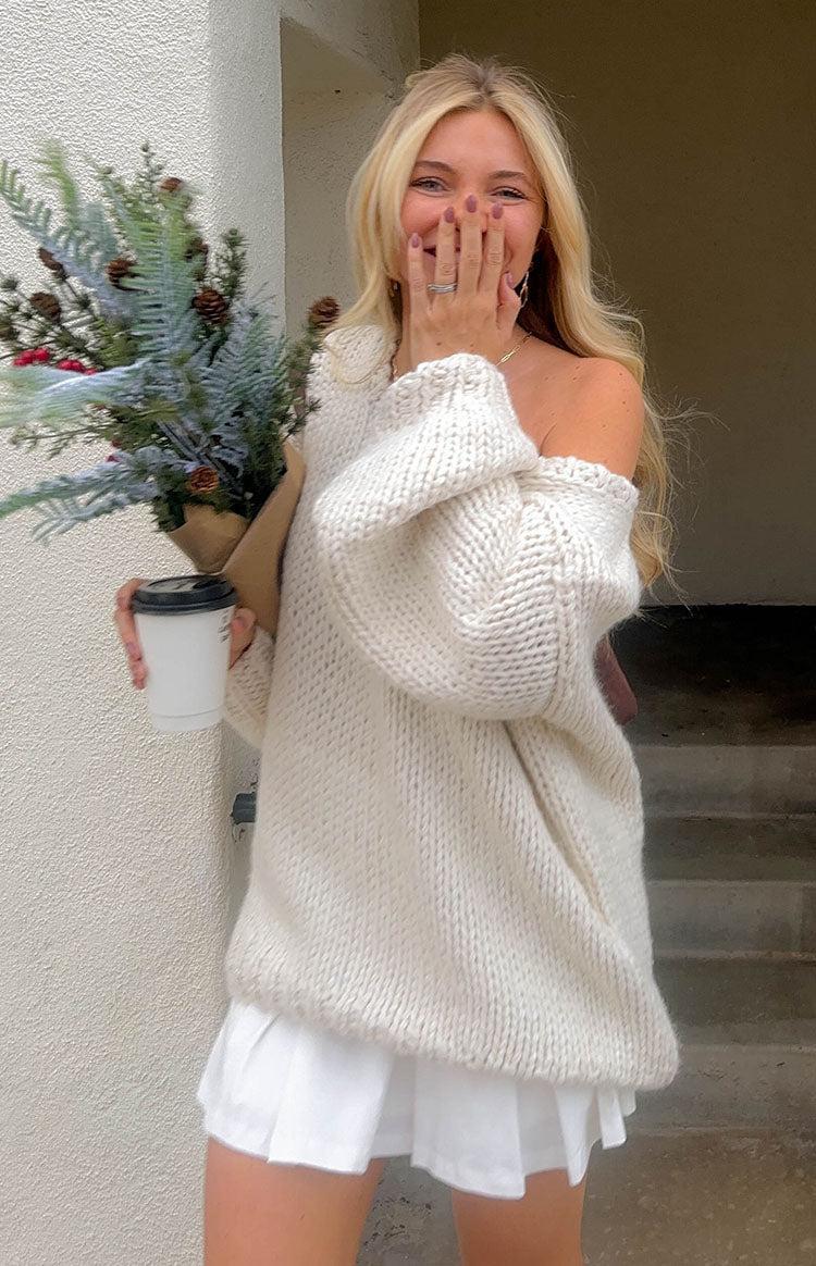 Delvey Cream Chunky Knit Sweater Product Image