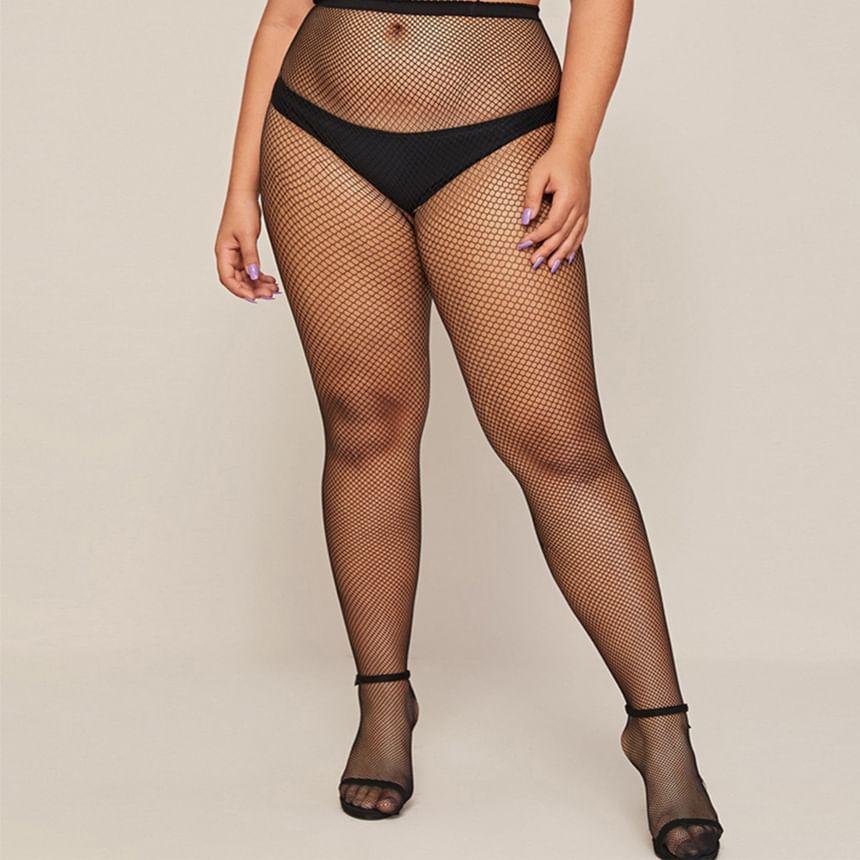 Plus Size Plain Fishnet Tights Product Image