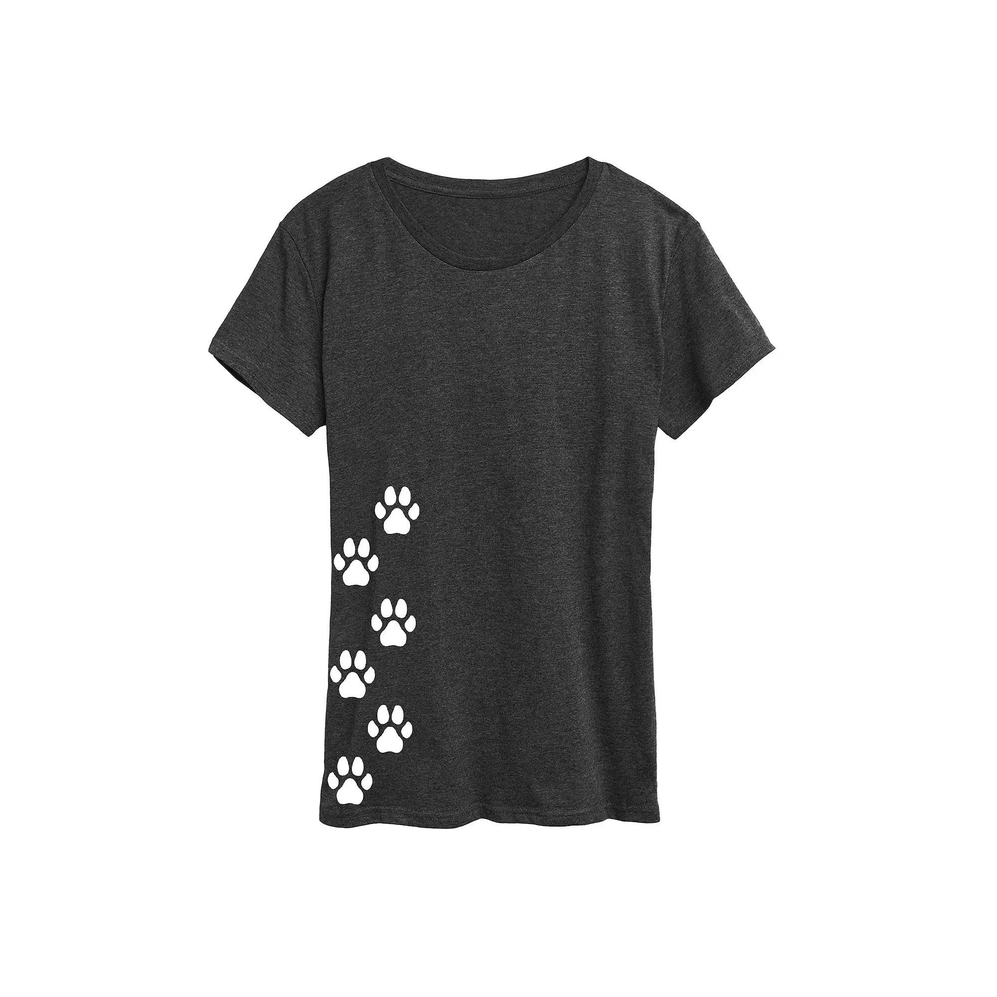 Women's Vertical Pawprints Graphic Tee, Size: XL, Heather Grey Product Image