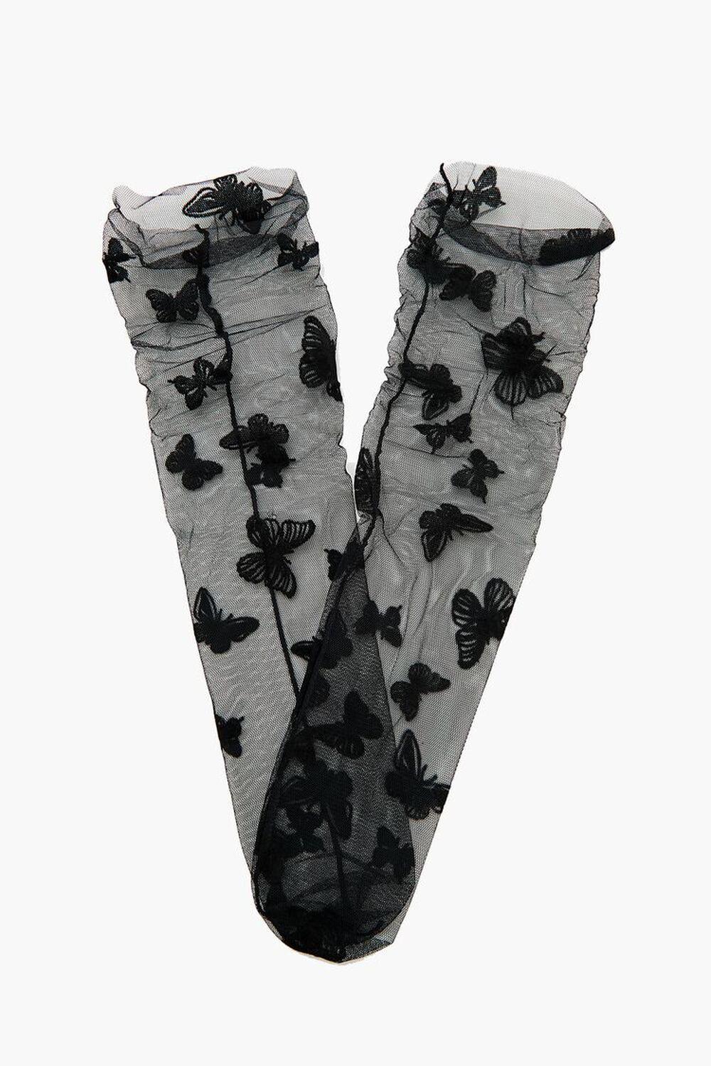 Butterfly Mesh Crew Socks | Forever 21 Product Image