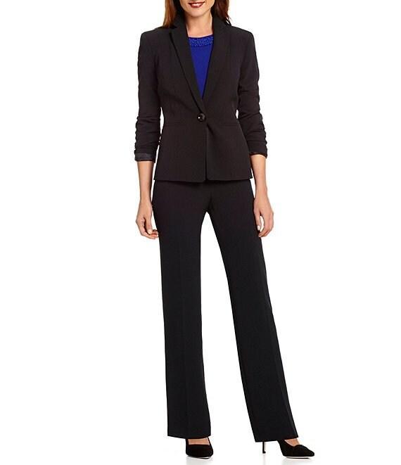 Kasper Crepe One-Button Long Sleeve Jacket Product Image