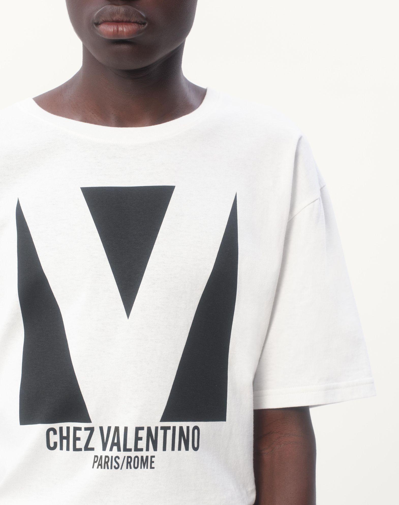 Cotton T-Shirt With Chez Valentino Print Product Image
