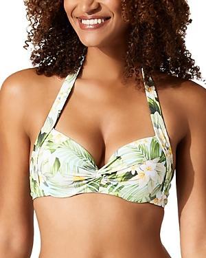 Tommy Bahama Paradise Fronds Underwire Halter Bra (Light Swimming Pool) Women's Swimwear Product Image