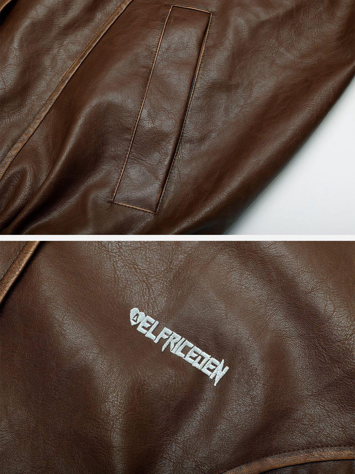 Aelfric Eden Line Patchwork Faux  Leather Jacket Product Image