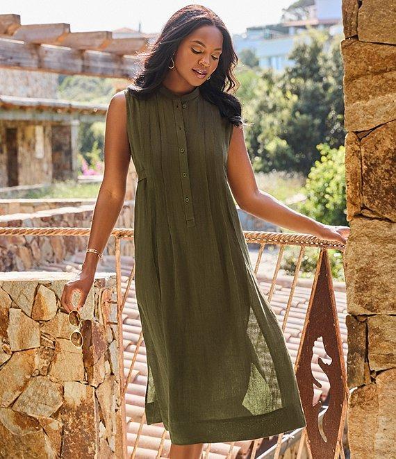 Miraclesuit Pleated Sleeveless Button Front Beach Dress Swim Cover-Up Product Image