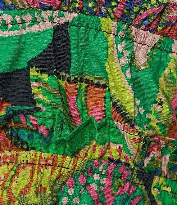 GB Tie Front Coordinating Tropical Print Front Tie Crop Top Product Image