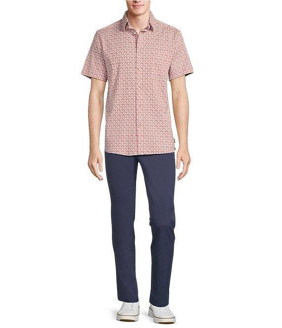 Rowm Short Sleeve Seersucker Geo Print Shirt Product Image