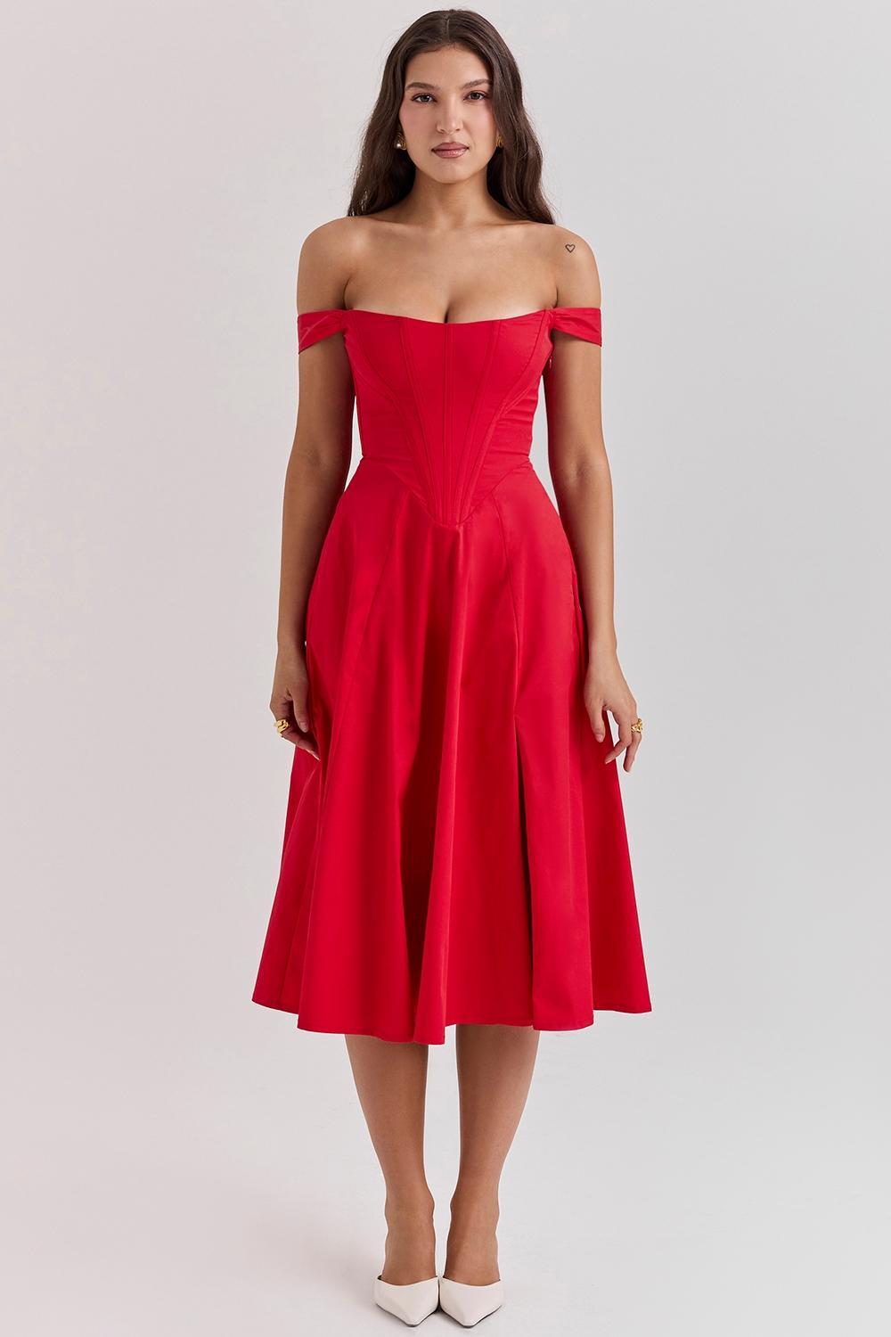 Saira  scarlet midi sundress Product Image