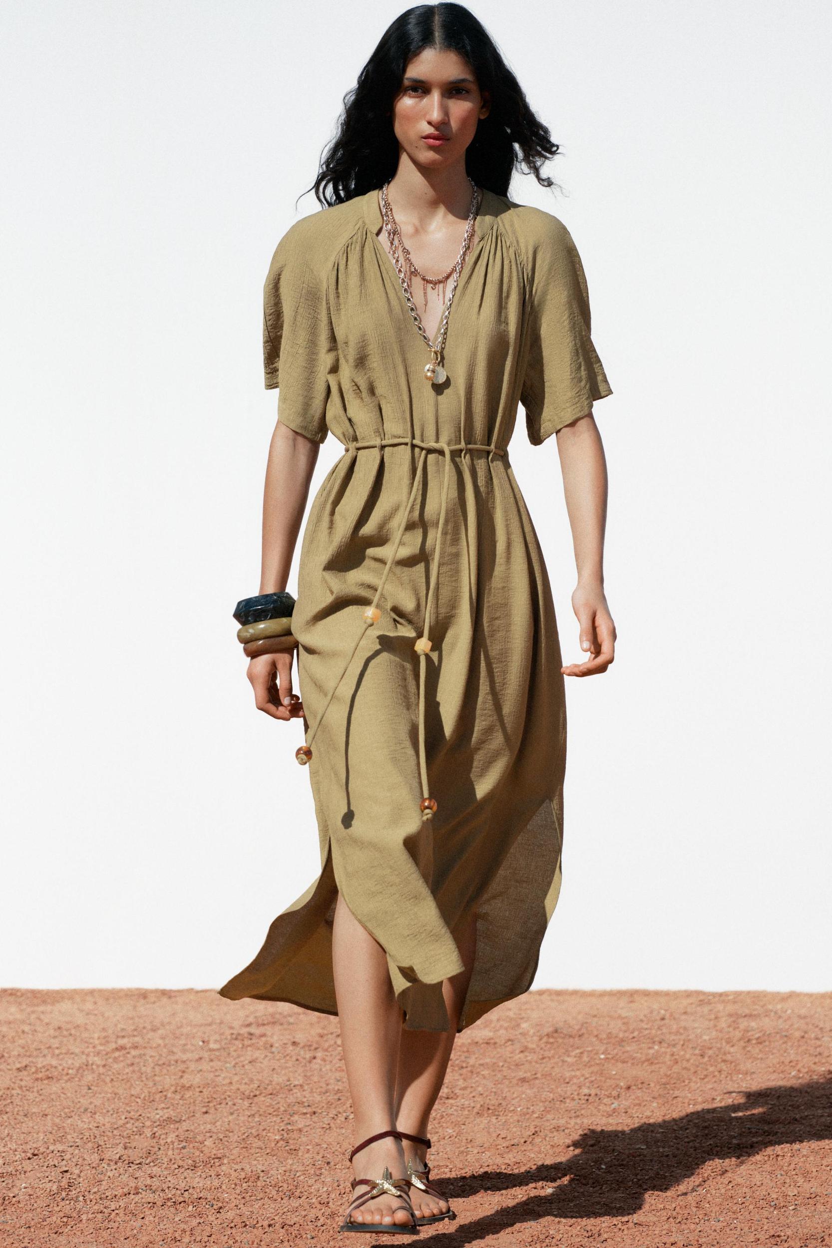 BEADED BELT MIDI DRESS Product Image