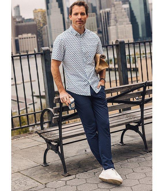 Mizzen+Main Performance Stretch Leeward Diamond Print Short Sleeve Woven Shirt Product Image