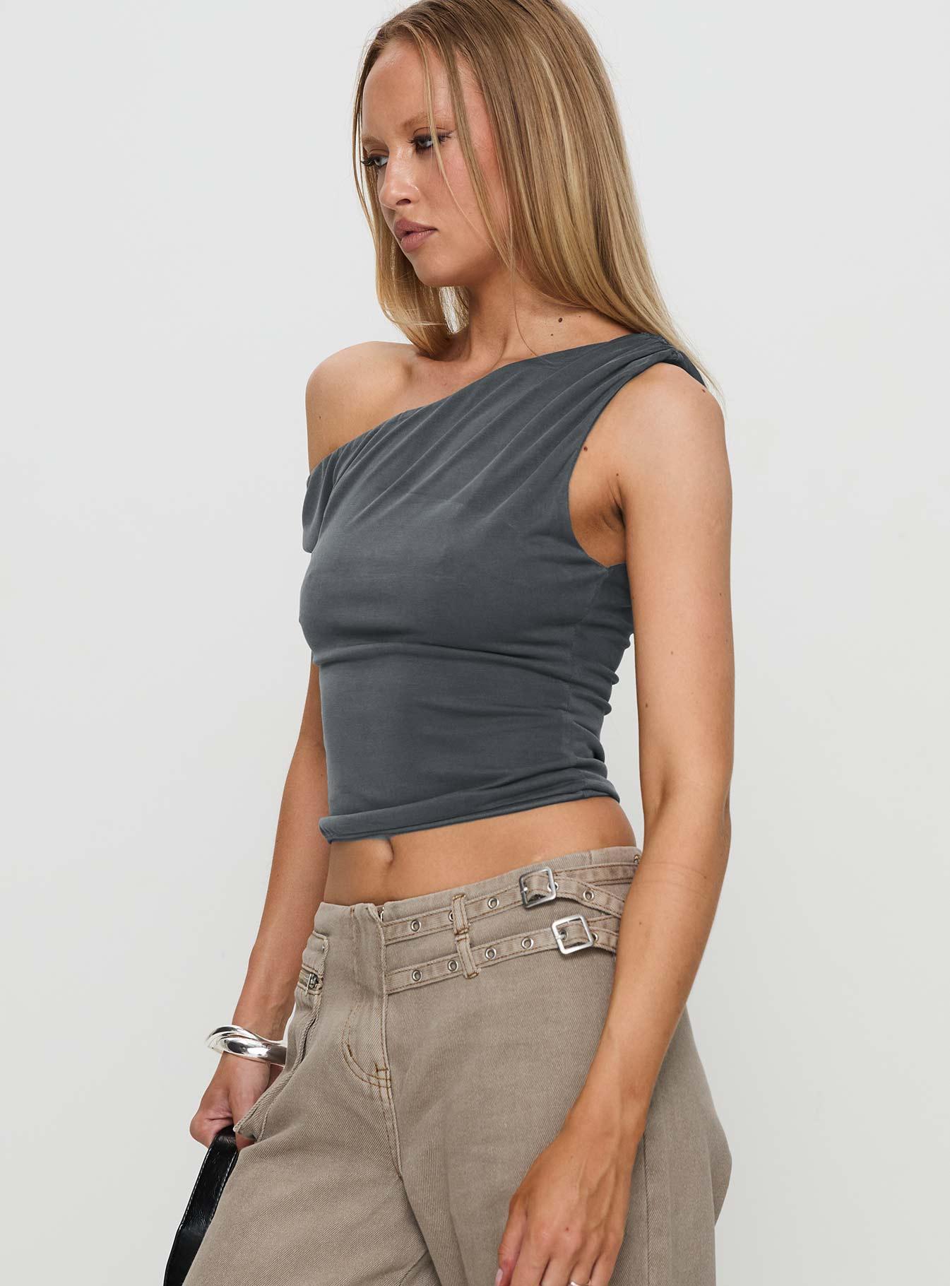 Danette One Shoulder Top Slate Product Image