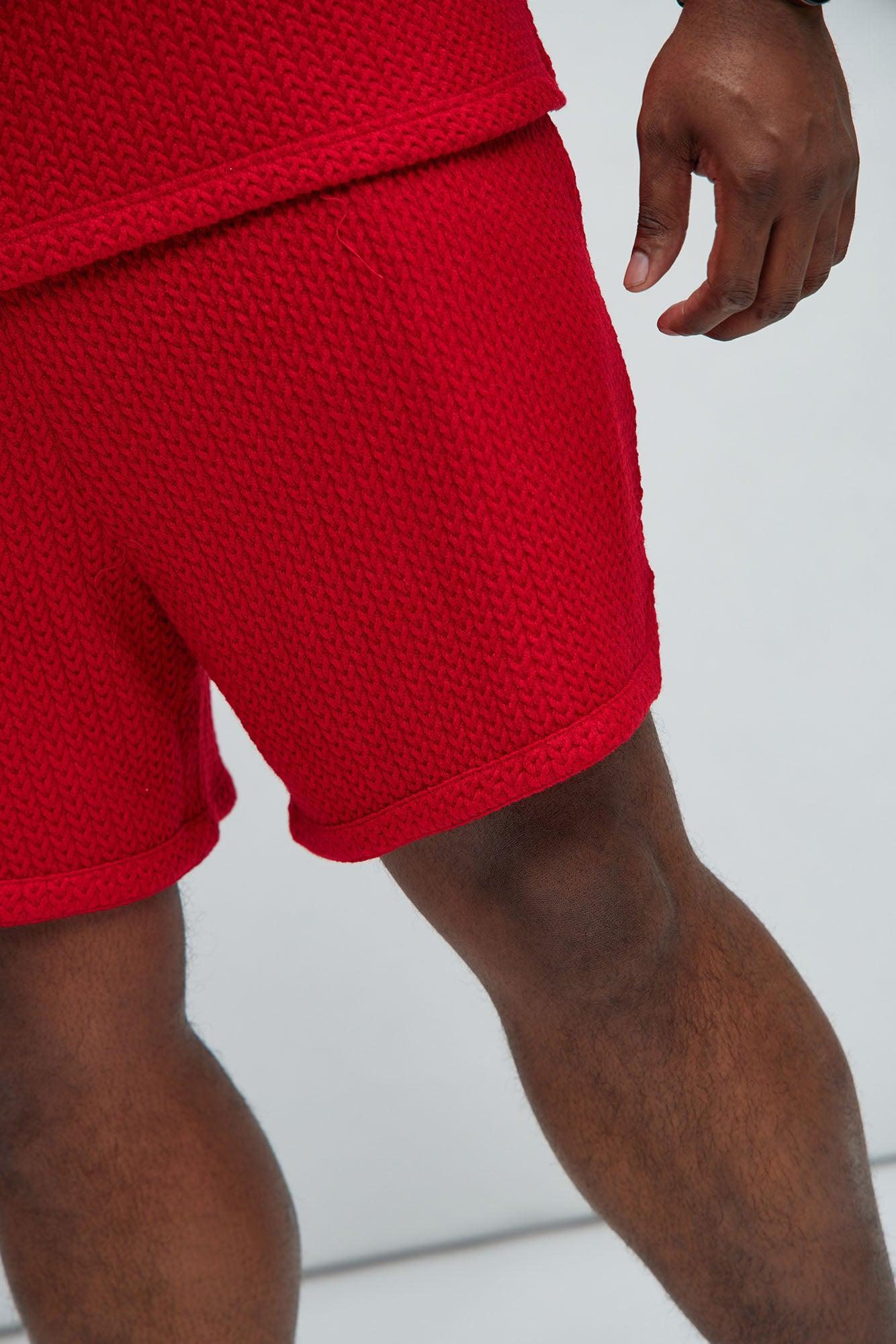 Catanina Textured Shorts - Red Product Image
