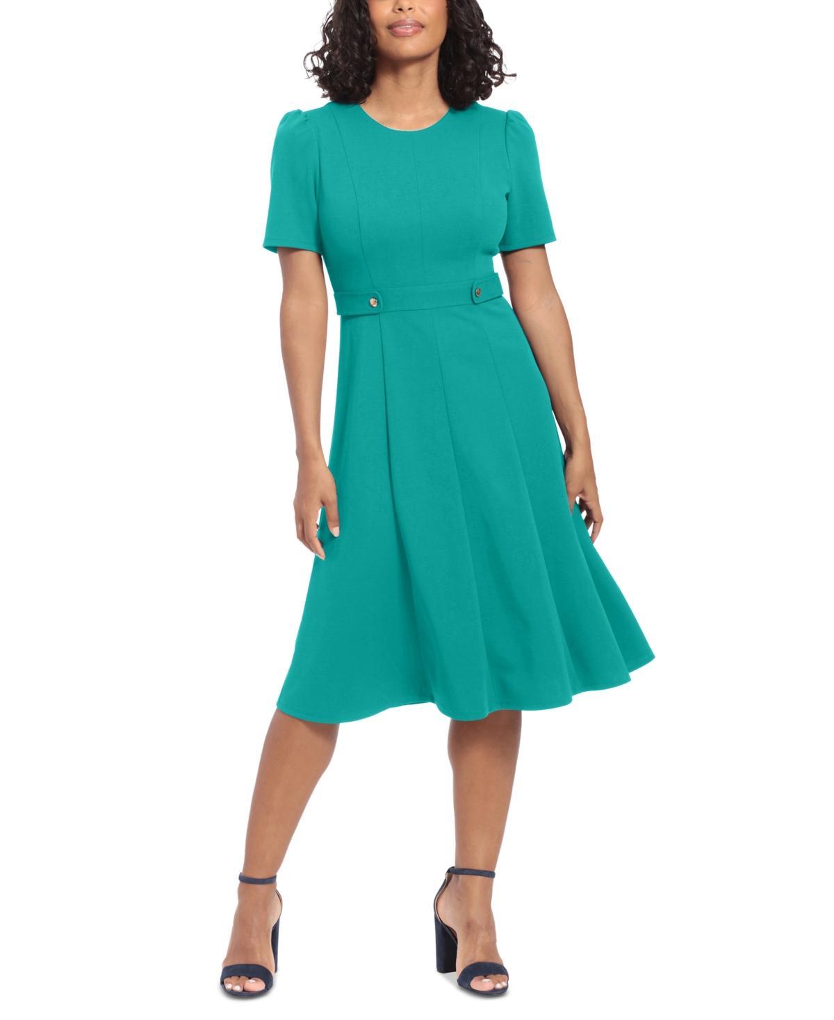 Women's London Times Solid Side Tab Fit & Flare Dress, Size: 8, Cedar Product Image