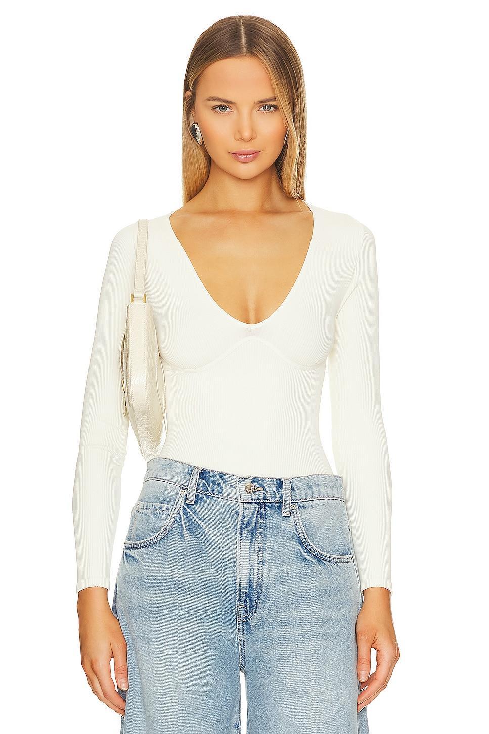 x Intimately FP Meg Seamless V-neck Bodysuit In Ivory Free People Product Image