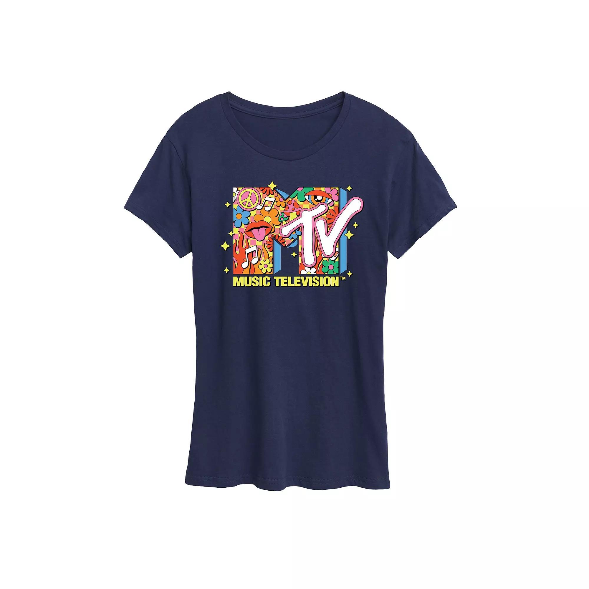 Women's MTV Logo Retro Collage Graphic Tee, Size: XXL, Heather Grey Product Image