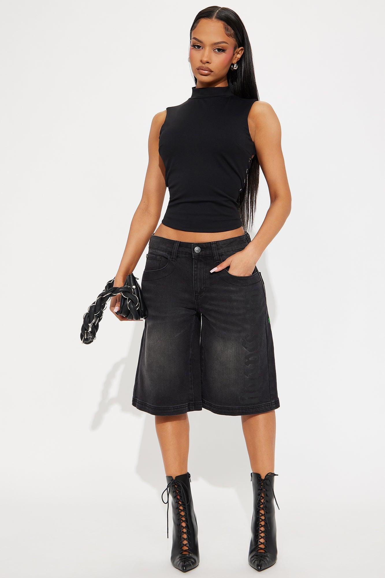 Emilia Mock Neck Backless Top - Black Product Image