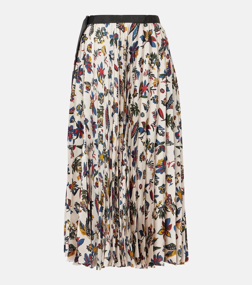 SACAI Printed Pleated Midi Skirt In White Product Image