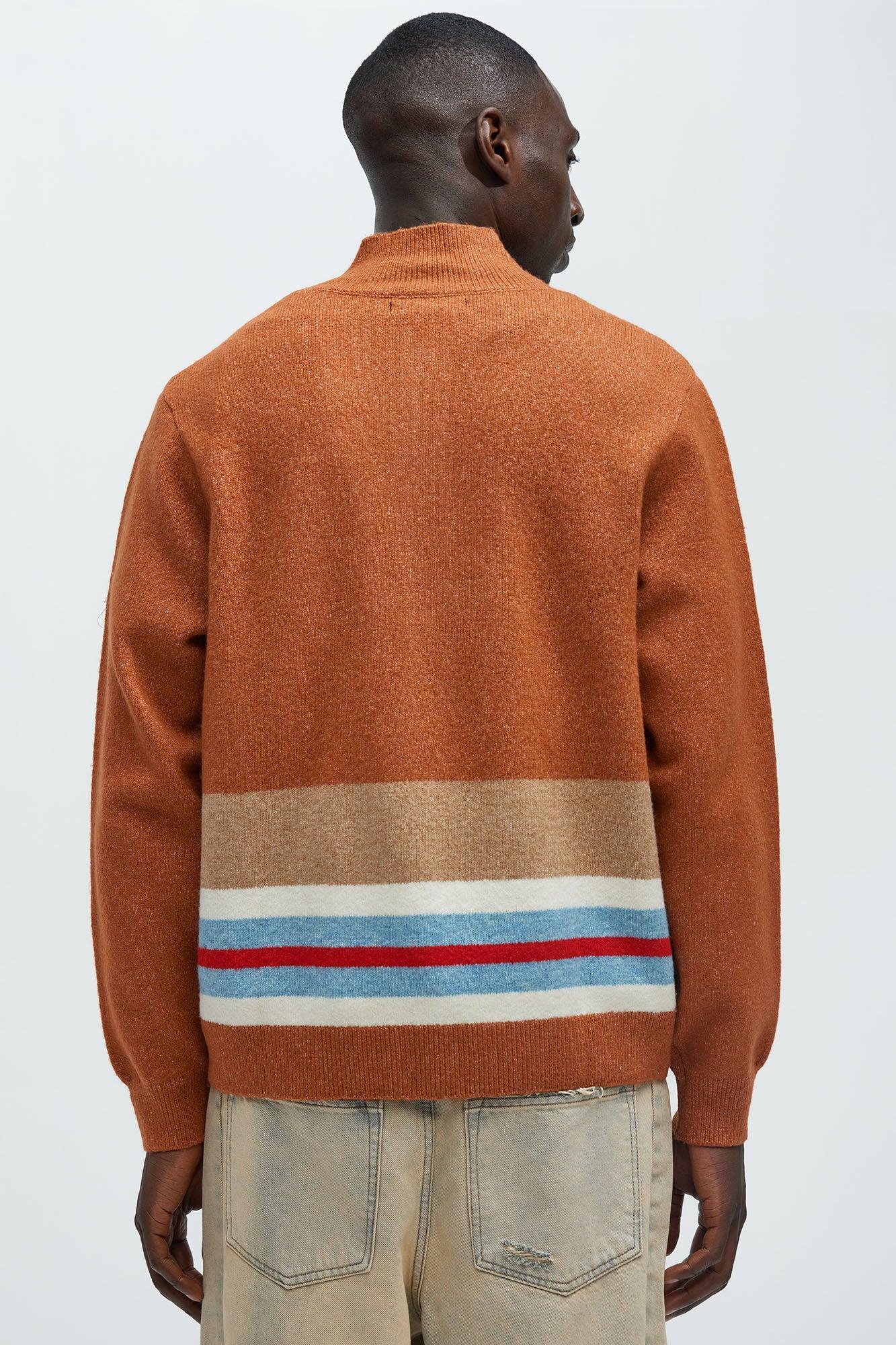Wait Is Over Zip Sweater - Brown/combo Product Image