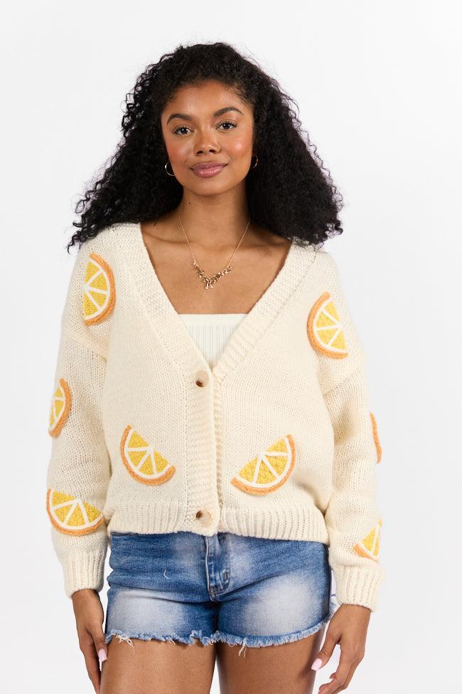 When Life Gives You An Ivory Lemon Slice Cardigan Product Image