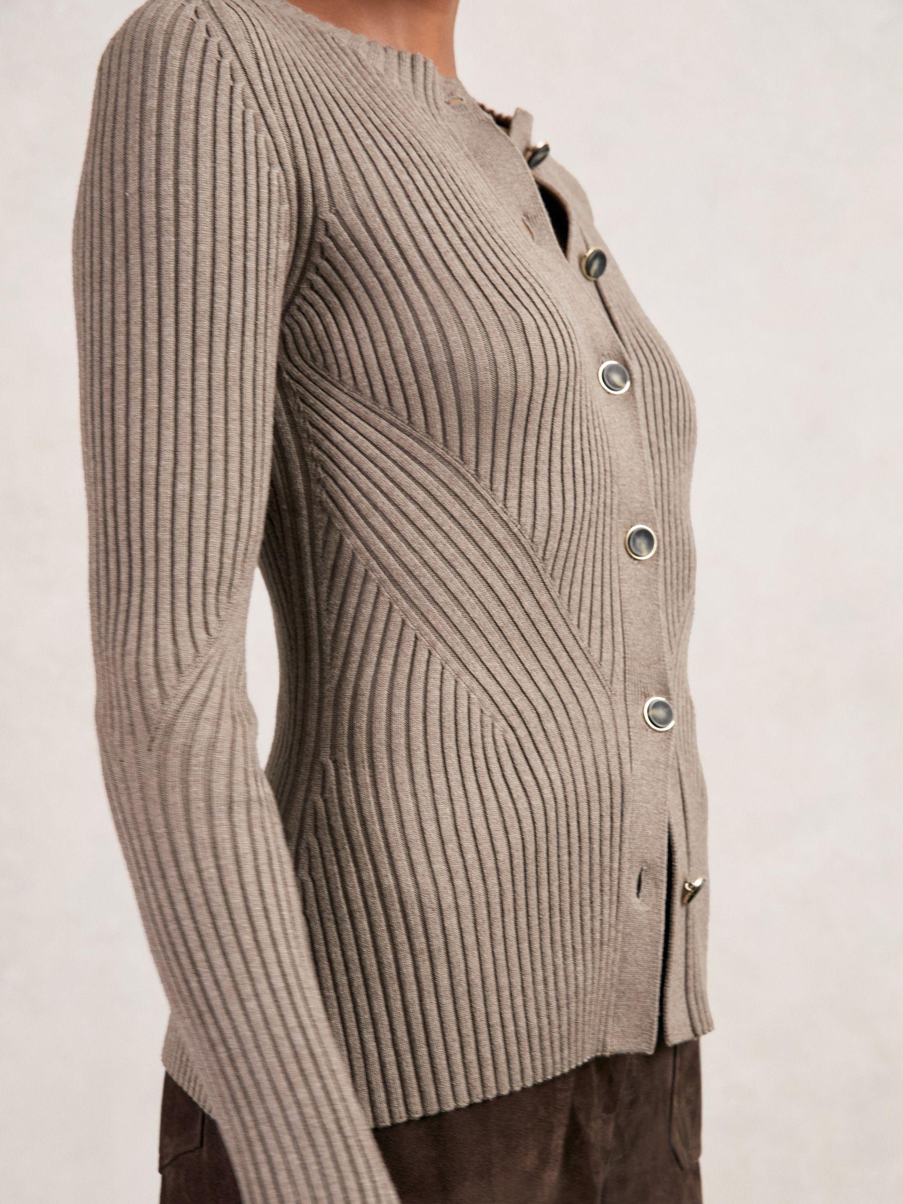 Button Front Knit Cardigan in Stone Product Image