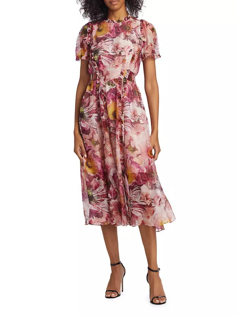 Marchesa Rosa Sedum Floral Chiffon Midi-Dress Product Image