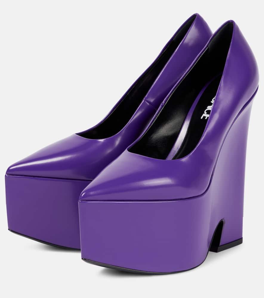 VERSACE 170mm Tempest Patent Leather Pumps In Purple Product Image