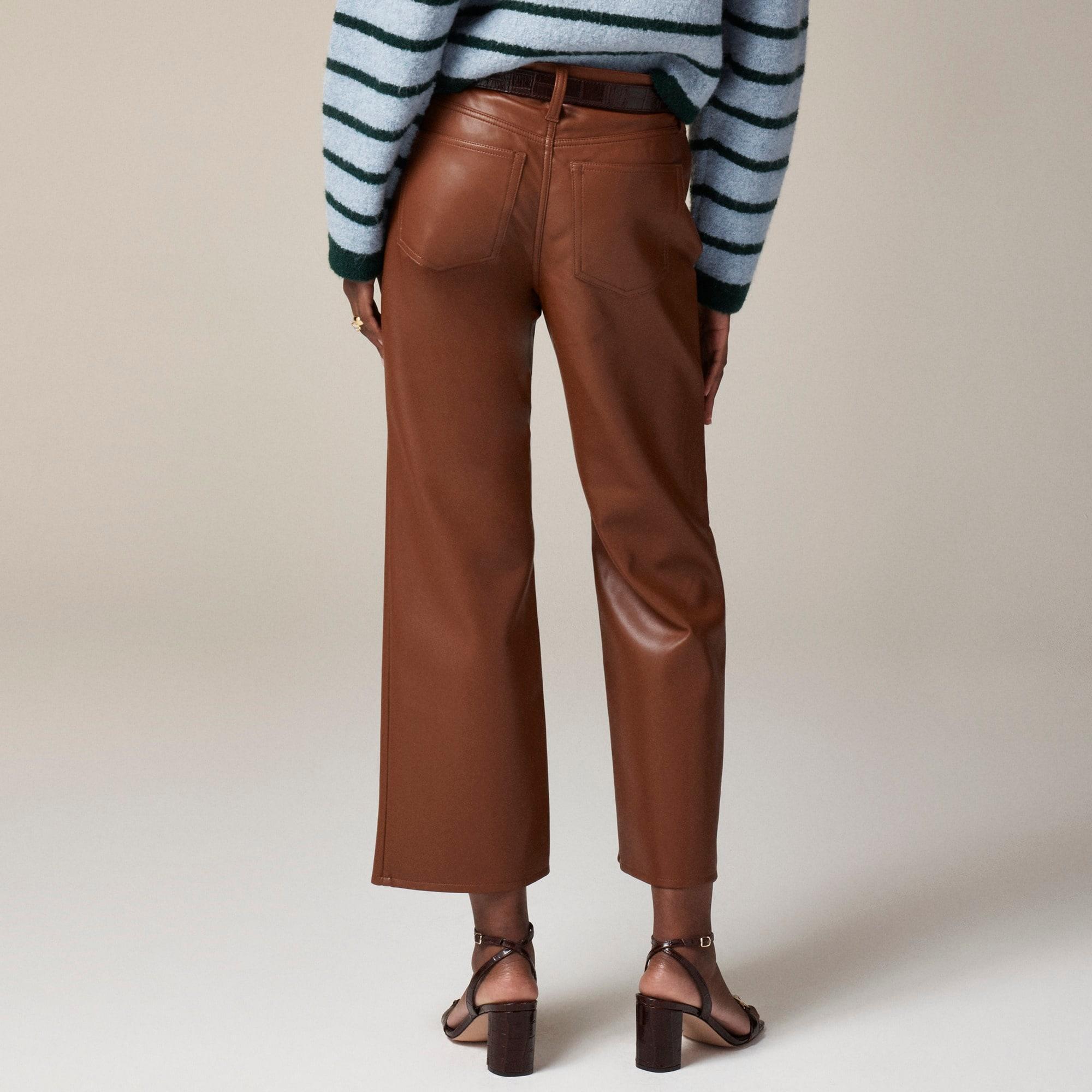 Slim wide-leg pant in faux leather Product Image