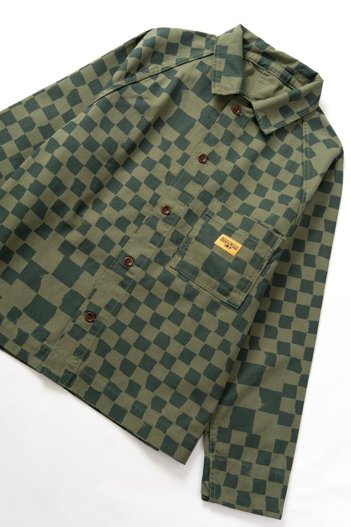Service Works - Drill Printed Front Of House Jacket - Olive Checker Product Image