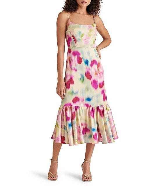 Steve Madden Danni Woven Floral Print Square Neck Sleeveless Fit and Flare Midi Dress Product Image