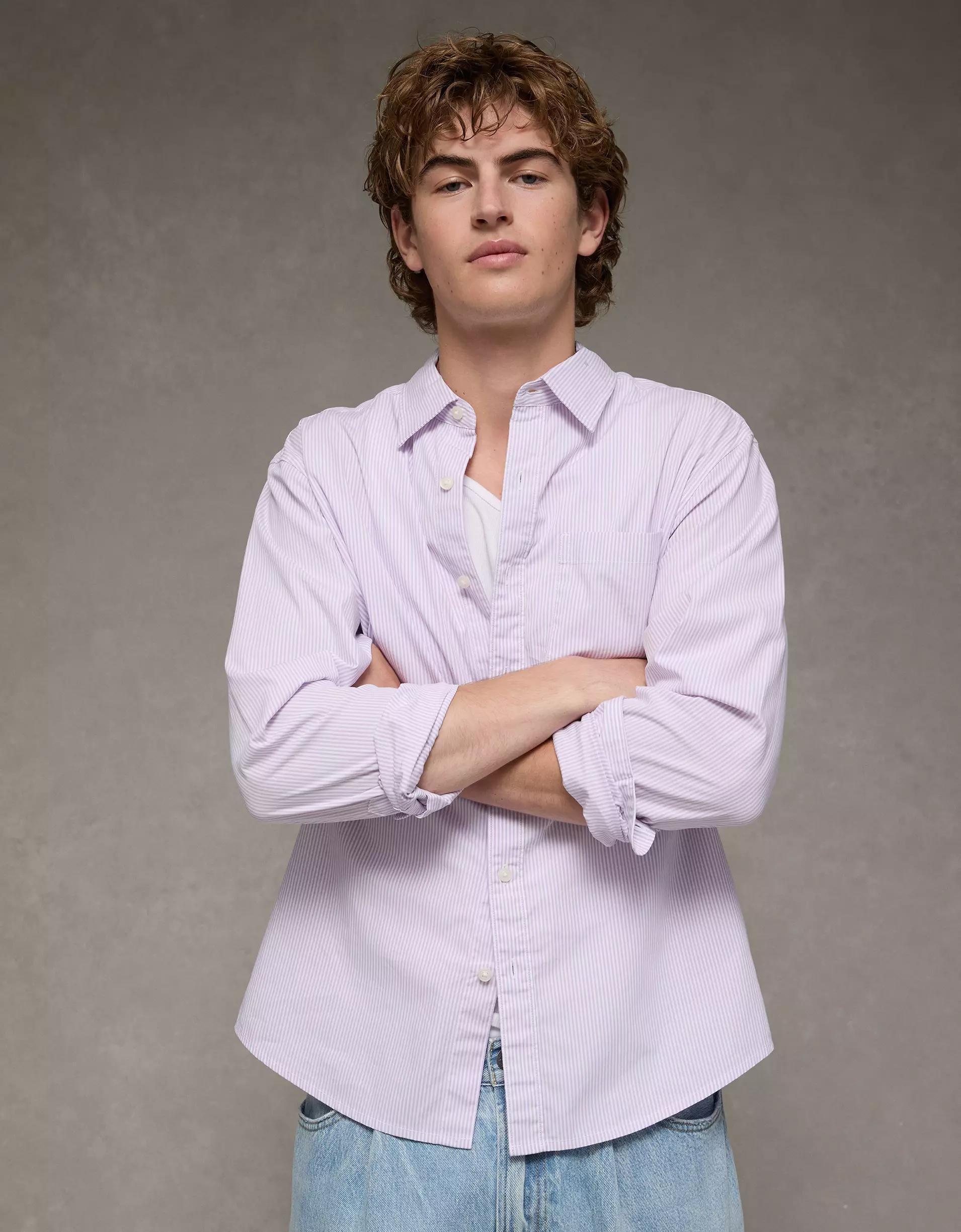 AE Everyday Relaxed Fit Poplin Button-Up Shirt Product Image