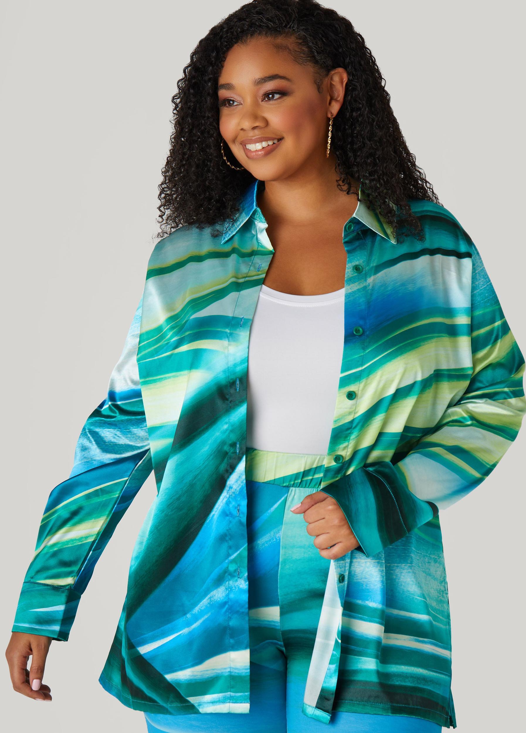 Plus Size Wave Print Leggings Ashley Stewart Product Image