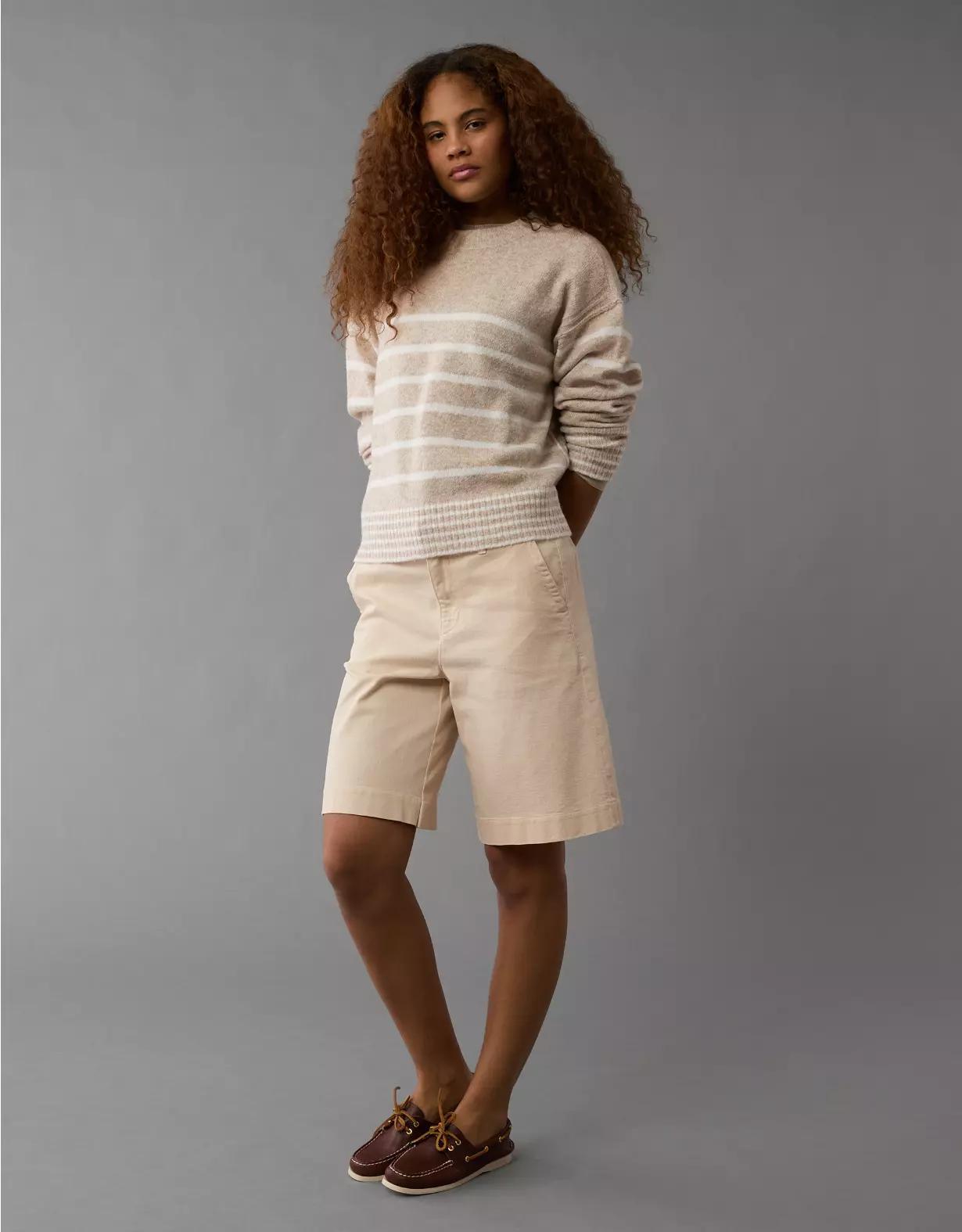 AE Whoa So Soft Striped Crew Neck Sweater Product Image