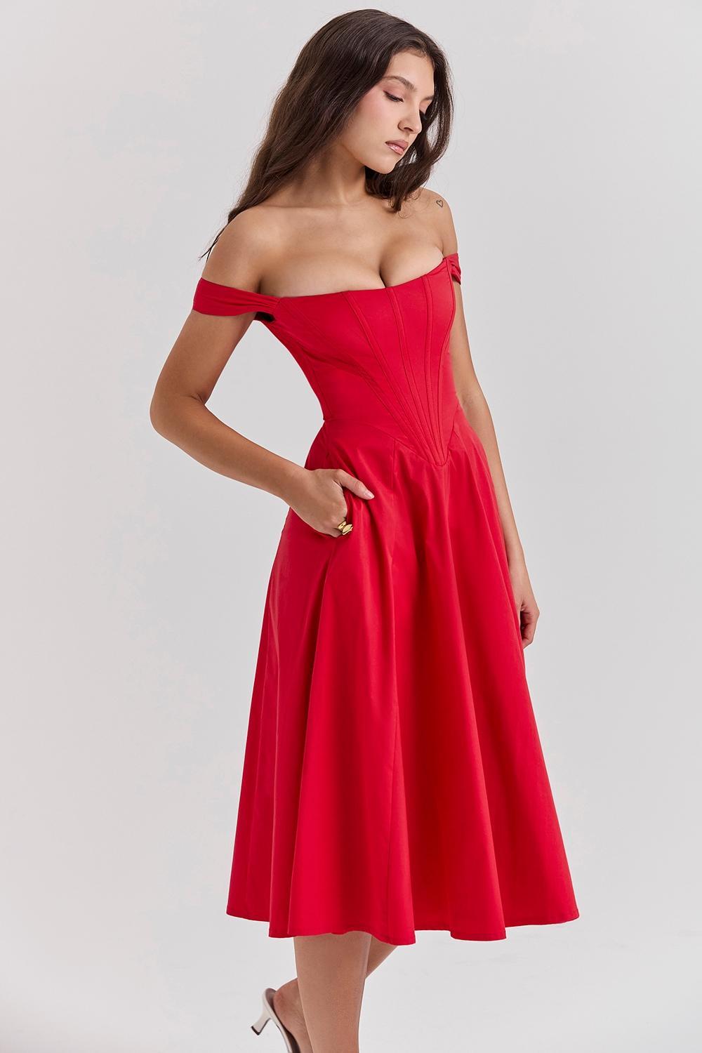 Saira  scarlet midi sundress Product Image