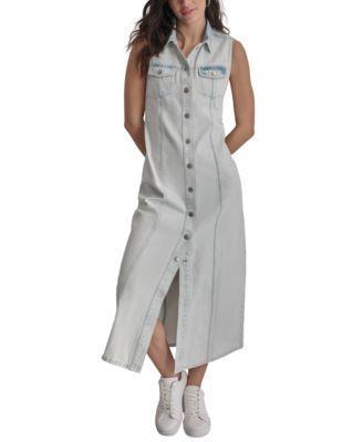 Dkny Jeans Womens Sleeveless Denim Maxi Dress Product Image