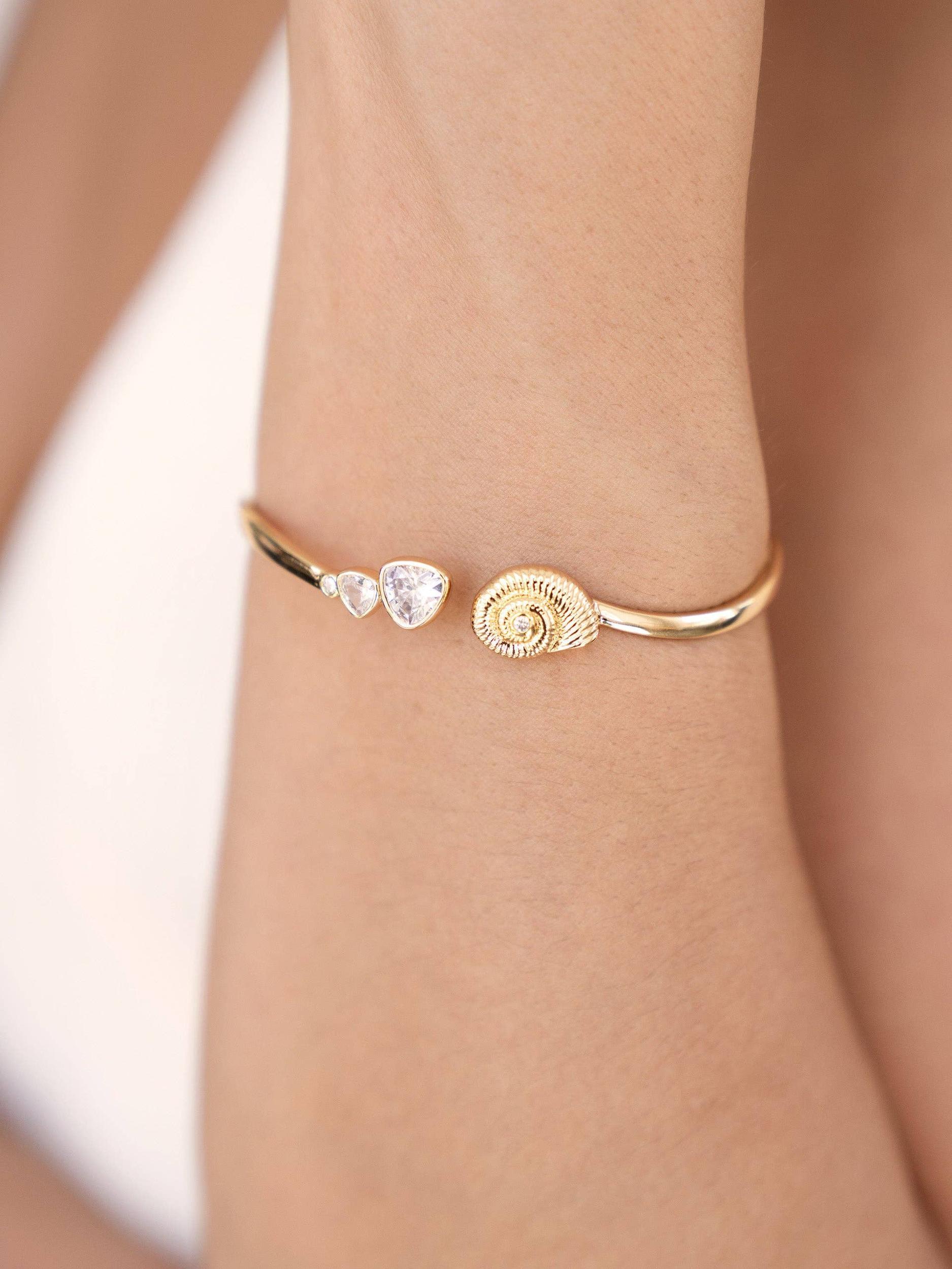 Ettika Golden Nautilus Shell Cuff Bracelet Product Image