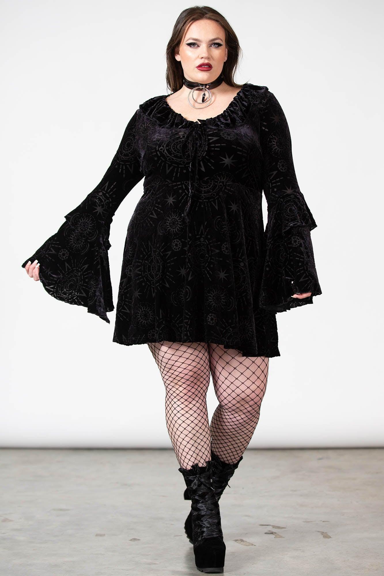 Celestite Long Sleeve Burnout Dress [PLUS] Female Product Image