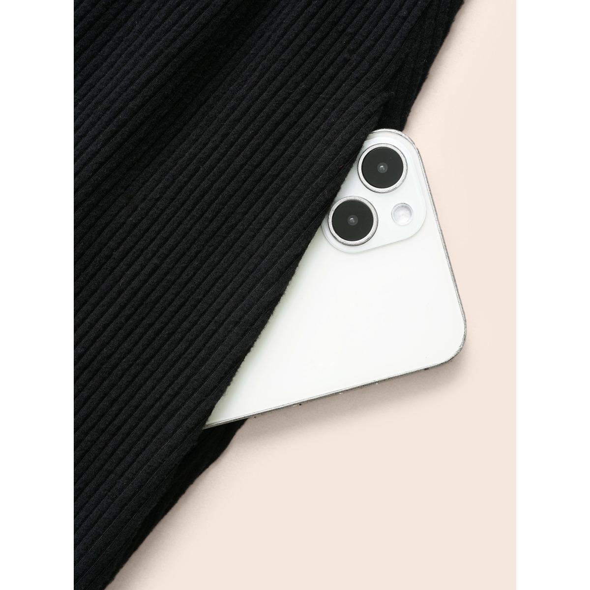 Plus Size Solid Pit Strip Cut Out Dress Black Women Elegant Texture V-neck Long Sleeve Curvy BloomChic 30/6X Product Image