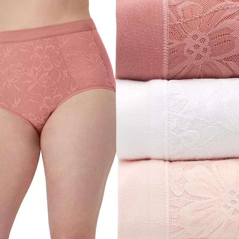 Womens Bali 3-Pack Breathe Lace High Waist Briefs DFCLB3 Product Image