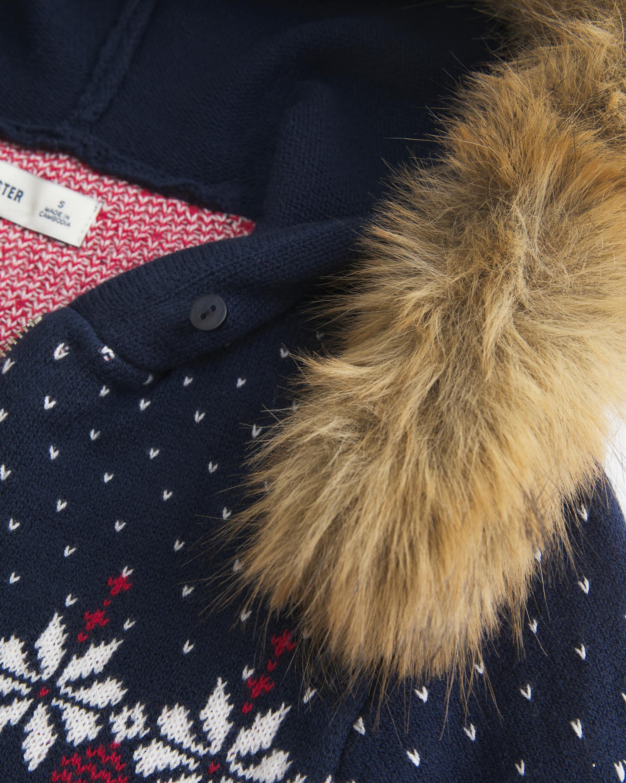 Hooded Fair Isle Zip-Up Sweater Product Image