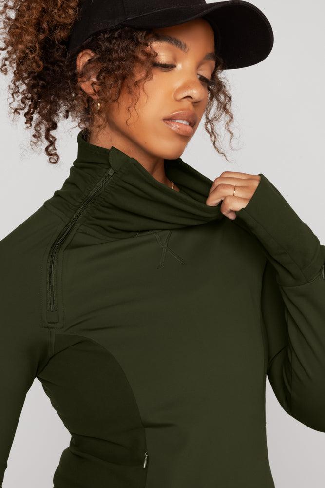 Chasing Pavements Mockneck Pullover - Evergreen Product Image