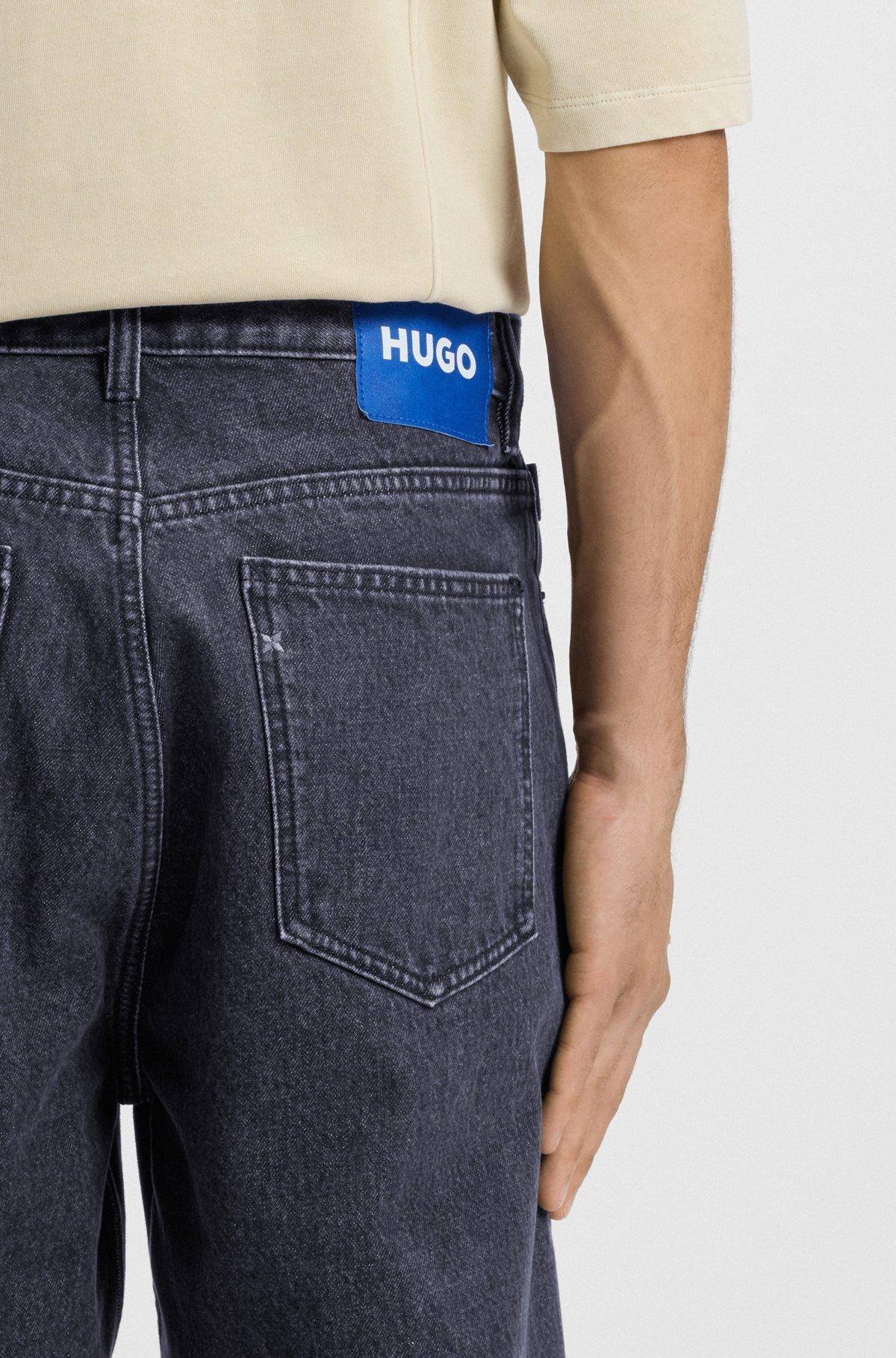 Baggy-fit jeans in black stonewashed denim Product Image